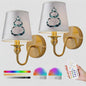 Draadloze Wandlamp Goud met Afstandsbediening & 15 Kleuren LED - Oplaadbaar, Dimbaar, Stoffen Kap