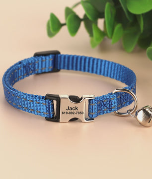 Gepersonaliseerde Kattenhalsband met Gravure, Bel & Reflecterend - Veilig & Stijlvol