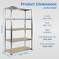 5-Laags Heavy Duty Metalen Stellingkast - 1000kg Draagvermogen - Boutloos Ontwerp - Verstelbare MDF Planken