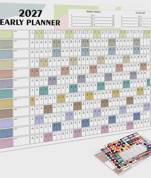 2027 Jaarplanner Kalender - Creatieve Wandkalender & Planner met Stickers