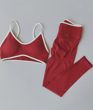 Naadloze 2-delige Sport Set: Leggings met Hoge Taille & Strappy Sport BH voor Fitness en Gym