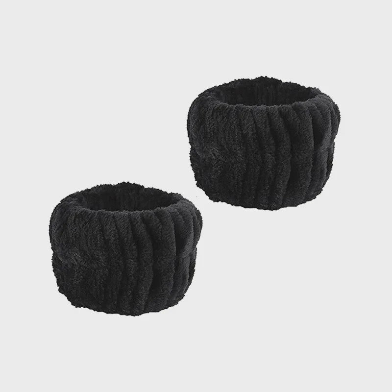 Cosmetische Puffy Hoofdband en Polsbandjes Set - Microfiber voor Gezichtswas & Make-up