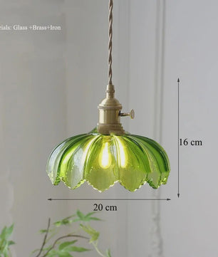 Nordic Groene Glazen Hanglamp met Koperen Fitting - Sfeervolle Moderne Verlichting