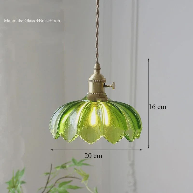 Nordic Groene Glazen Hanglamp met Koperen Fitting - Sfeervolle Moderne Verlichting