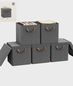 Opvouwbare Opbergbox met Deksel - Set van 3 of 5 - Stoffen Organizer voor Kleding en Speelgoed