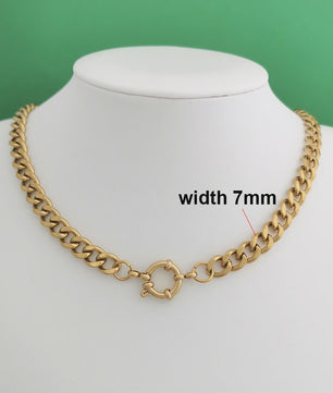 Gouden Roestvrij Stalen Ketting met Sailor Sluiting - Unisex Choker