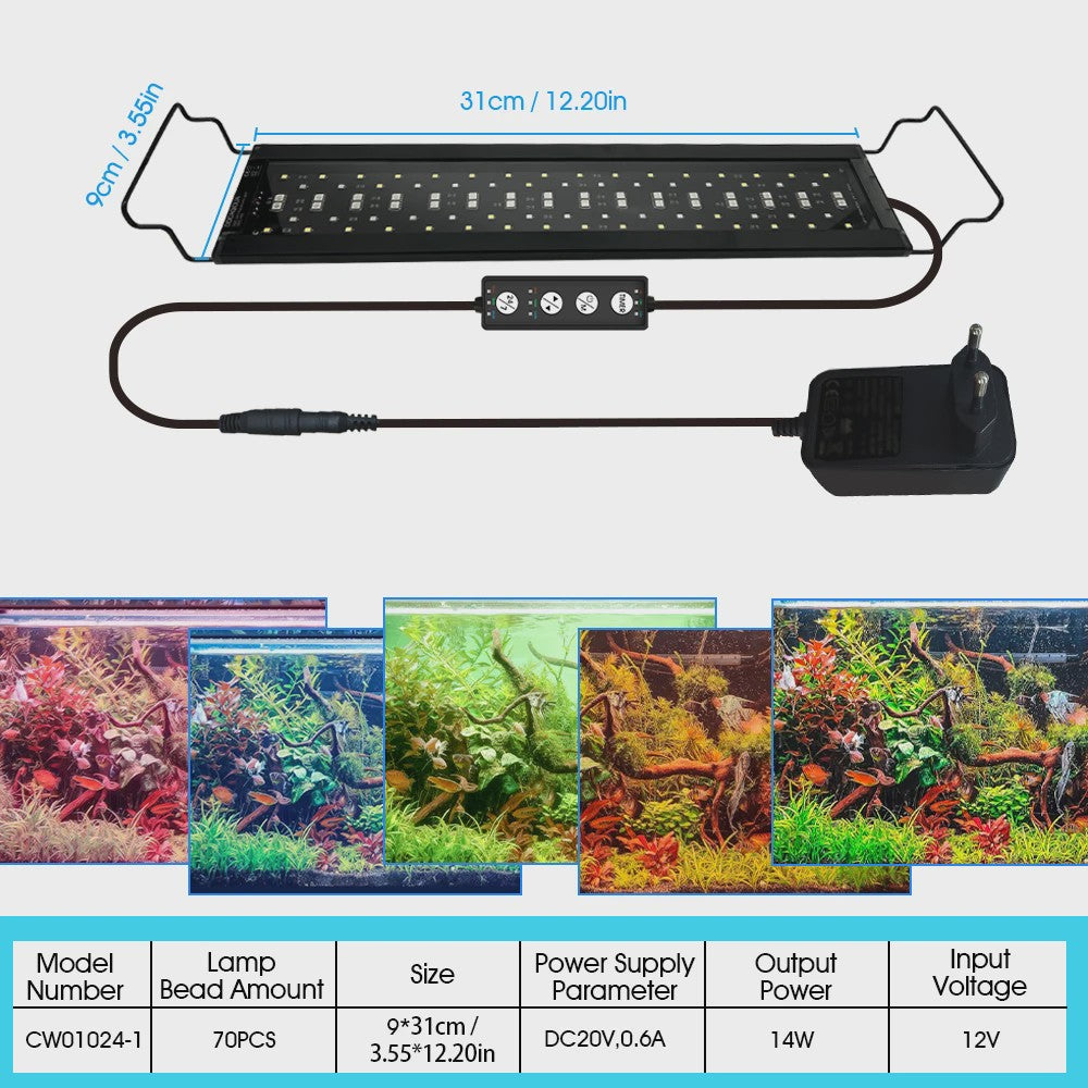 LED Aquarium Verlichting met Timer & Instelbare Helderheid - Full Spectrum, Verstelbaar