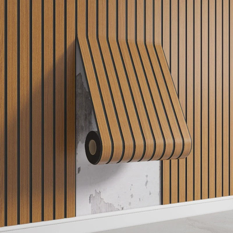 3D Houten Lamellen Behang - Zelfklevend, Waterdicht & Verdikkend - Wanddecoratie