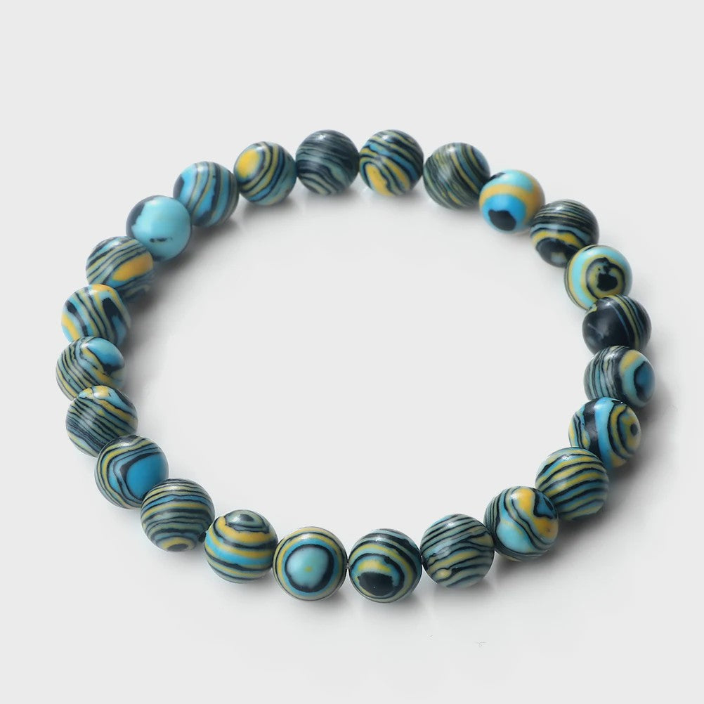 8mm Natuurlijke Malachiet Edelsteen Armband - Handgemaakt, Elastisch