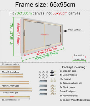DIY Houten Canvas Frame Kit - Diverse Maten voor Schilderijen & Diamantkunst
