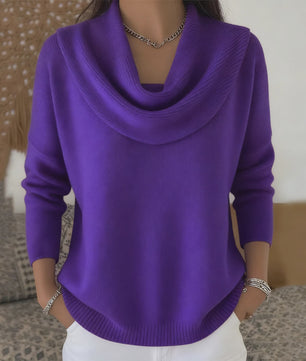 Dames Drapé Hals Trui - Effen Kleur Lange Mouwen - Herfst/Winter Collectie