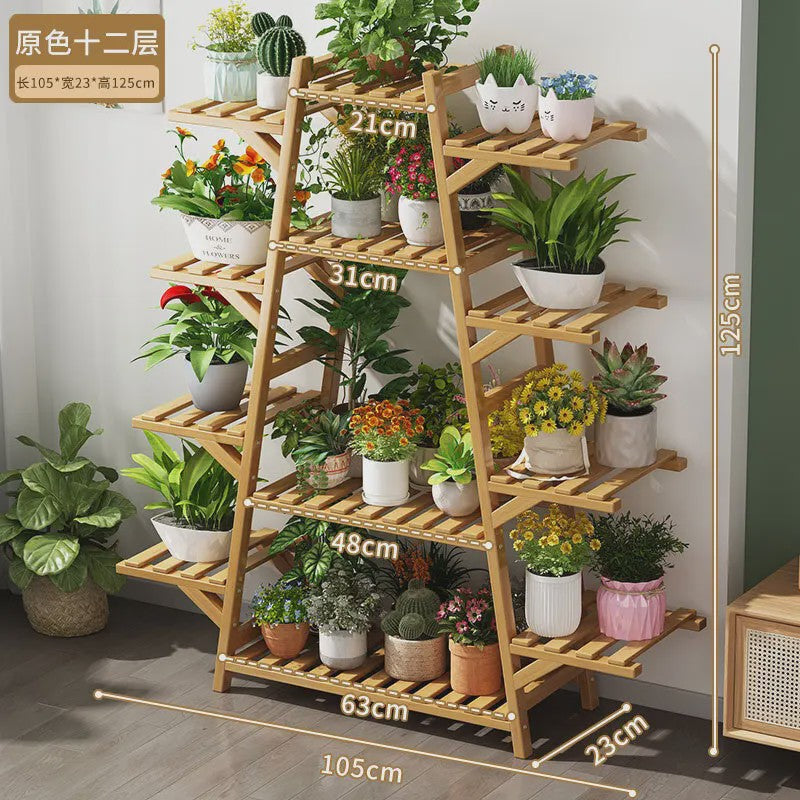 Houten Bloemenstandaard Multi-laags Balkon Plantenrek Woonkamer