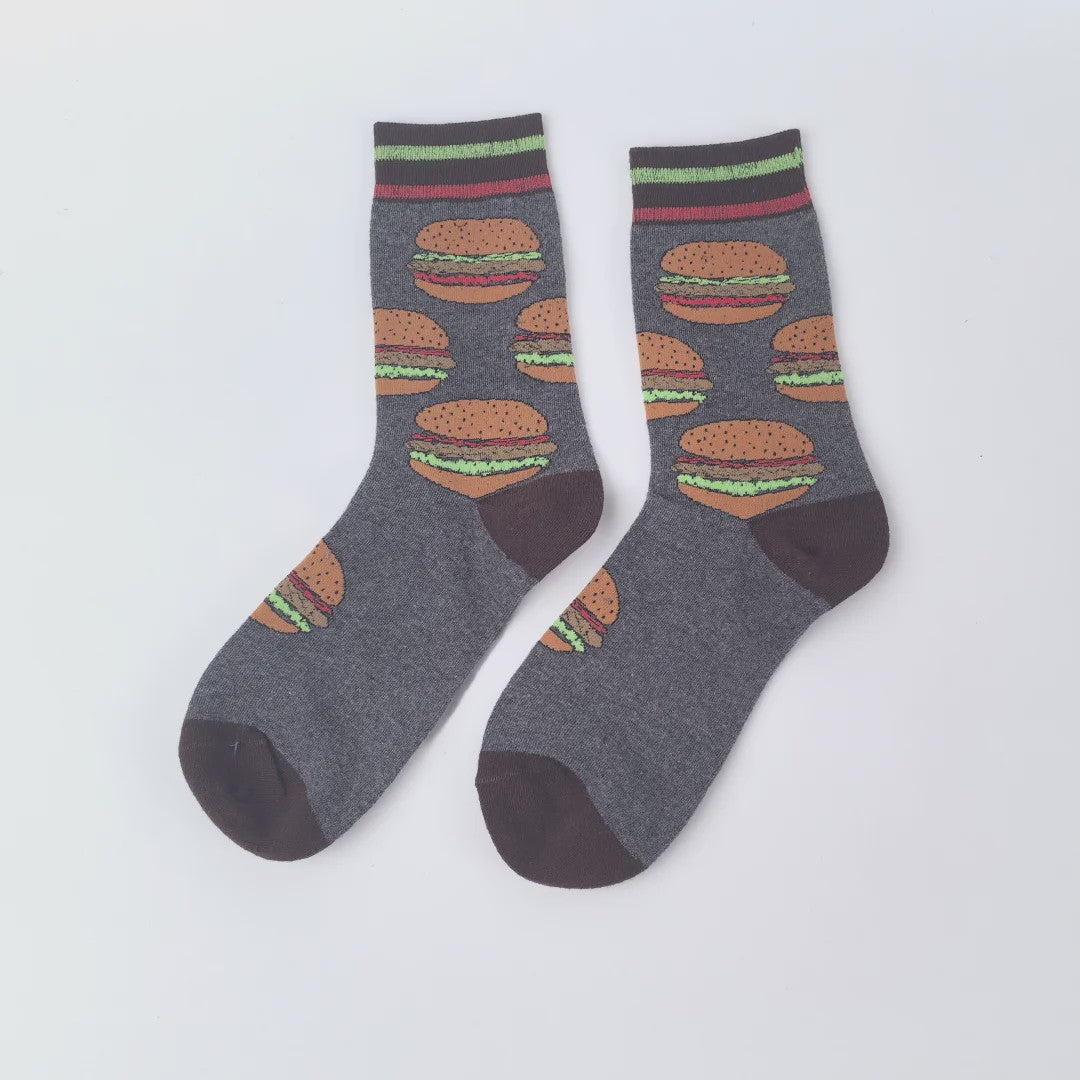 Grappige Sokken met Frietjes & Ketchup Print - Unisex Mid-Calf Sokken