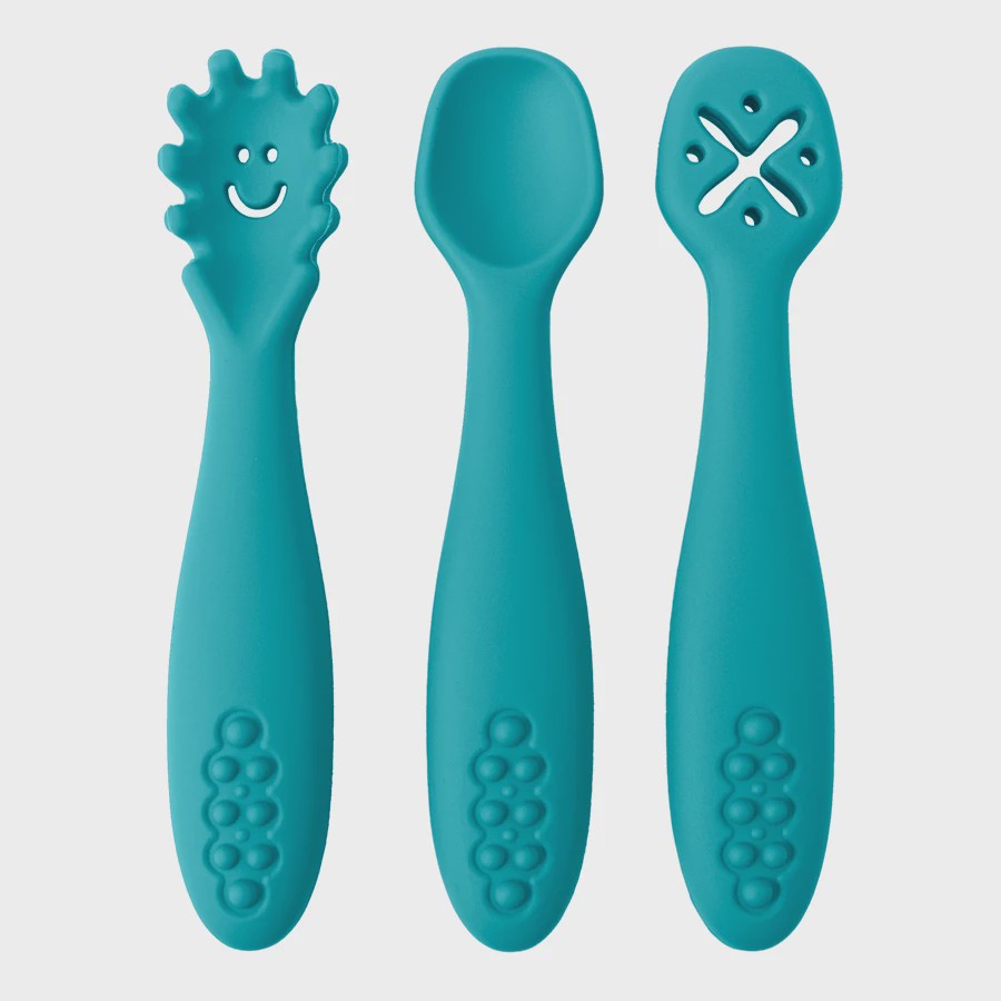 3-delige Siliconen Baby Bestek Set: Lepel & Vork voor Peuters