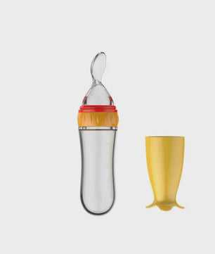 Baby Fles met Lepel - Siliconen Knijpfles voor Babyvoeding en Rijstpap