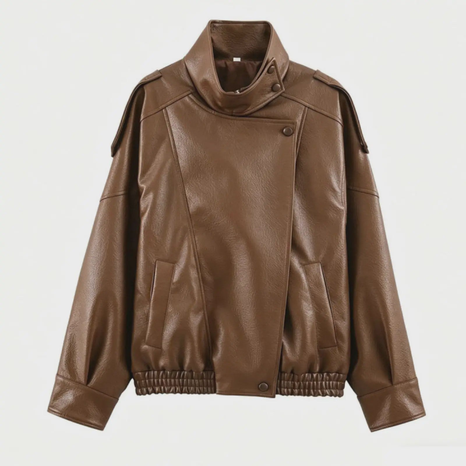 Dames Elegante Zwarte Jas - Street Style Asymmetrisch met Rits en Zakken