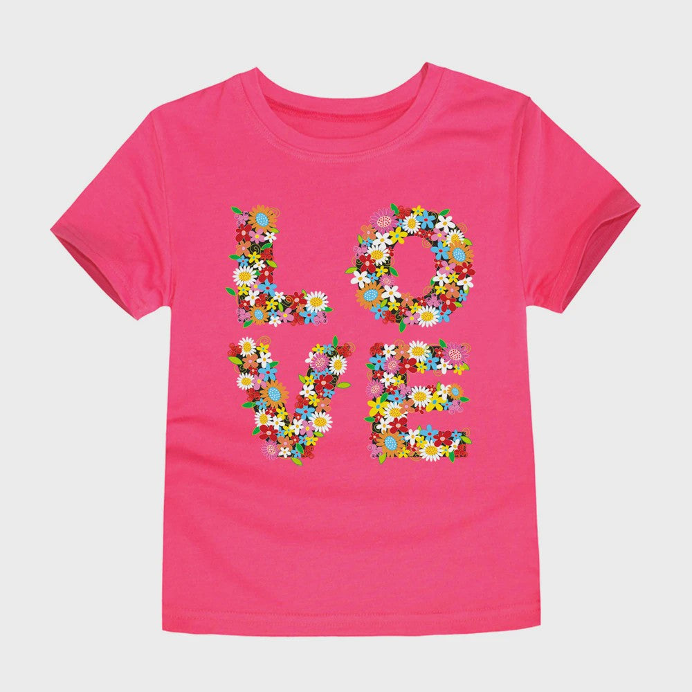 Schattig Katoenen T-shirt Meisjes met Bloemprint - Maten 2 t/m 14 Jaar