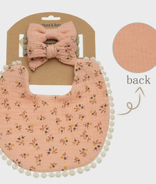 Babyset: 3x Babyluiers met Strik Haarbandjes - Bloemenprint & Pompons