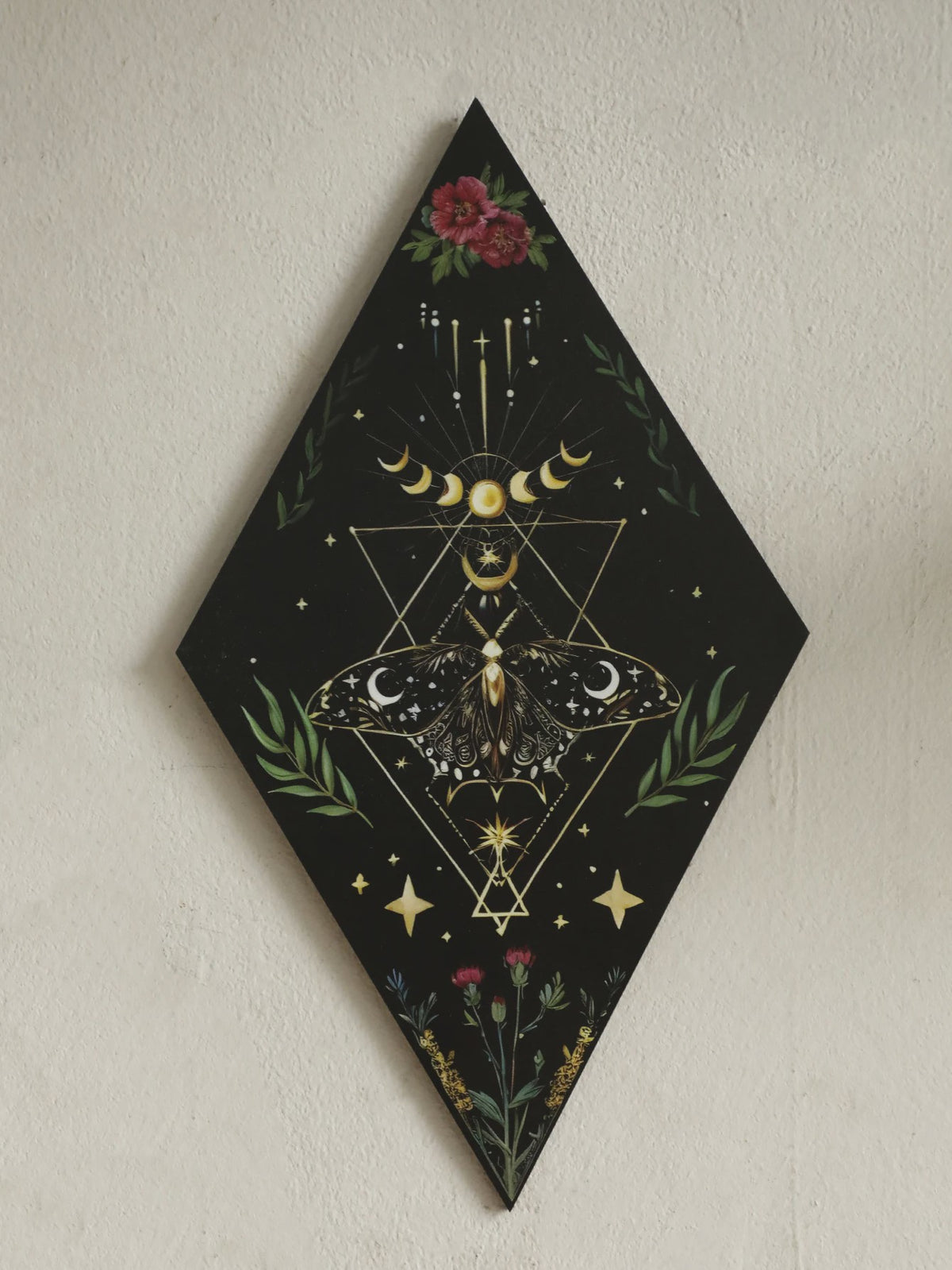 Unieke Houten Wanddecoratie Ruit Vlinder Maan Ster - Scandinavische Stijl