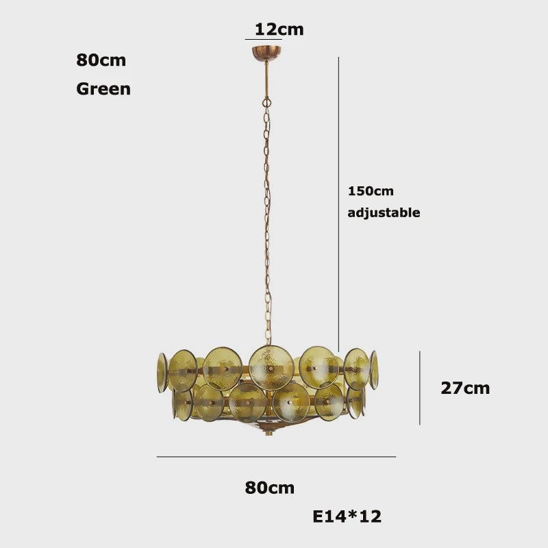 Lorenzo Design Kroonluchter - Italiaans Amber & Groen Art Glass, Bauhaus Stijl