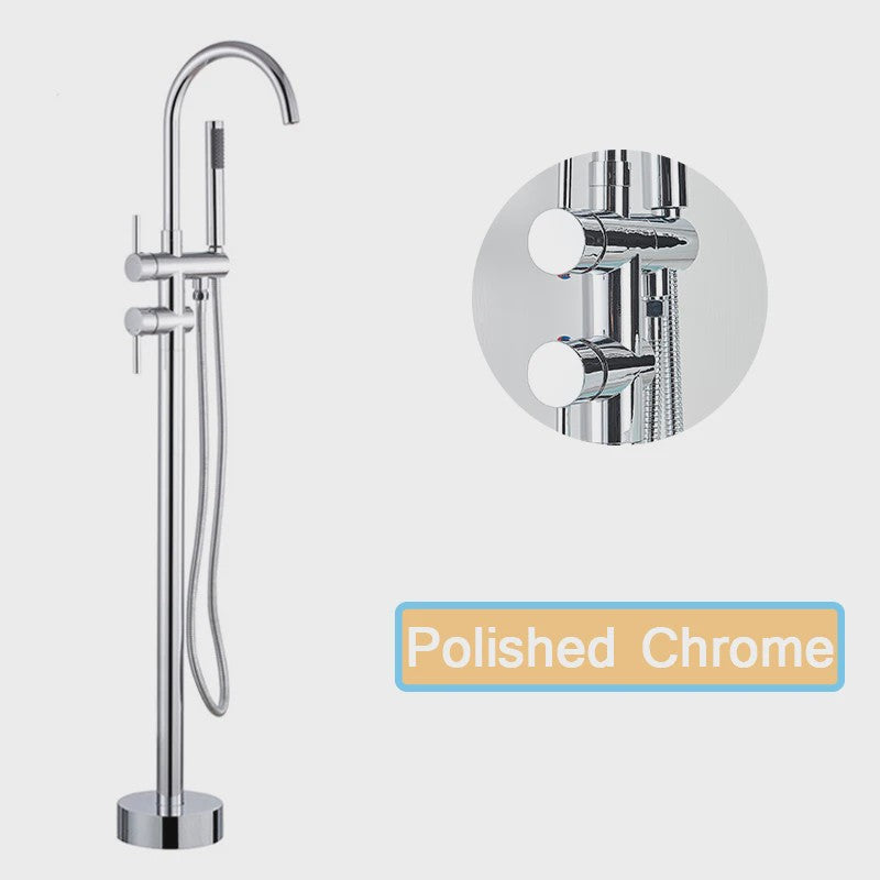 Vrijstaande Badkraan met Douchefunctie - Zwart, Chroom, Goud - Zwenkbare Uitloop & Warm/Koud Water Mixer