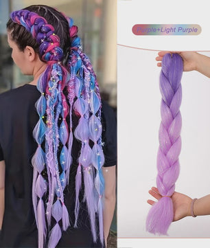 Glanzende Regenboog Jumbo Vlechten met Tinsel - Synthetisch Haar voor Festivals & Feesten