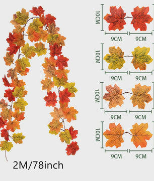 200cm Herfst Esdoornblad Slinger met Kunstbladeren - Decoratie voor Huis, Tuin, Halloween
