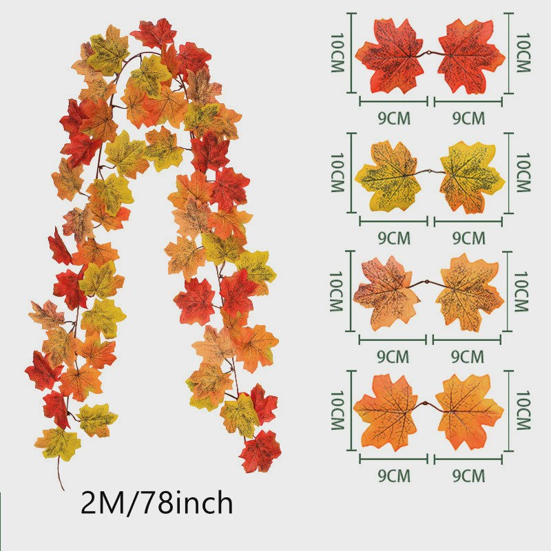 200cm Herfst Esdoornblad Slinger met Kunstbladeren - Decoratie voor Huis, Tuin, Halloween