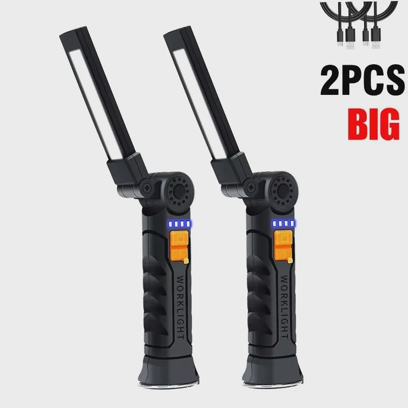 Oplaadbare COB LED Werklamp met Magneet & Haak - USB Camping Zaklamp
