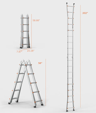 SucceBuy Telescopische Ladder A-Frame Compact Aluminium Multifunctioneel Draagbaar