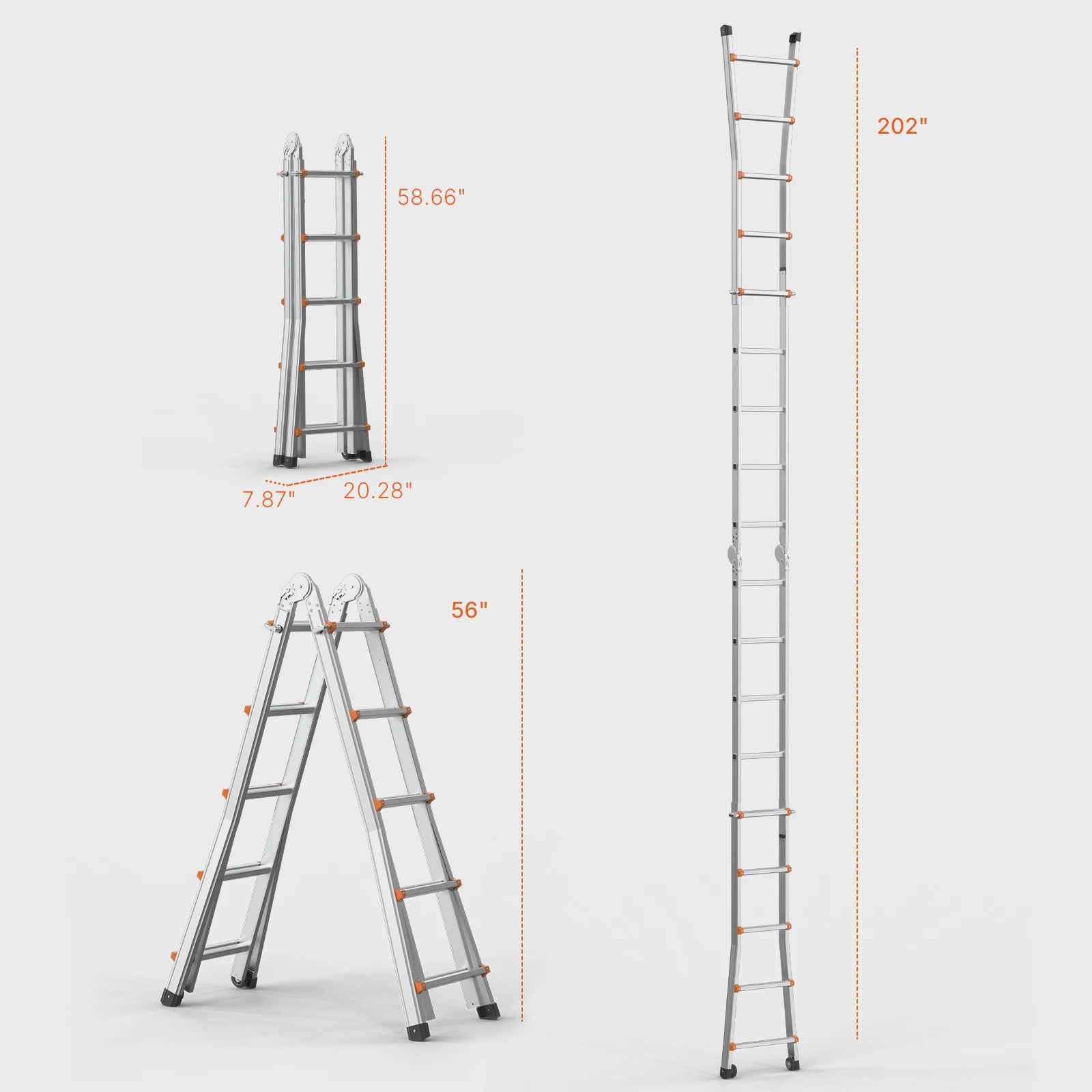 SucceBuy Telescopische Ladder A-Frame Compact Aluminium Multifunctioneel Draagbaar