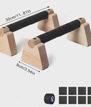 Houten Push-Up Bars & Parallettes voor Thuis Workout - Stabiliteit en Comfort