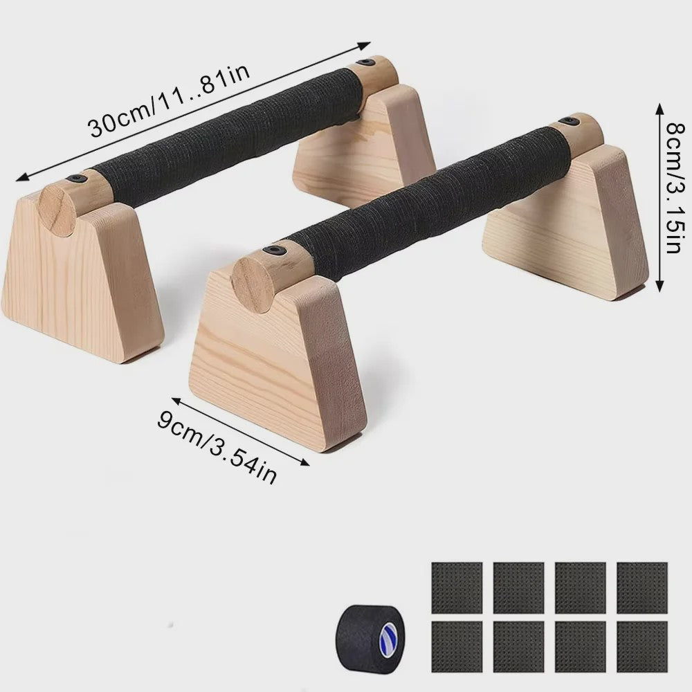 Houten Push-Up Bars & Parallettes voor Thuis Workout - Stabiliteit en Comfort