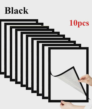 Set van 10 Magnetische Fotolijsten - A4/A6 - Zelfklevend & Herbruikbaar - Goud, Zilver, Zwart
