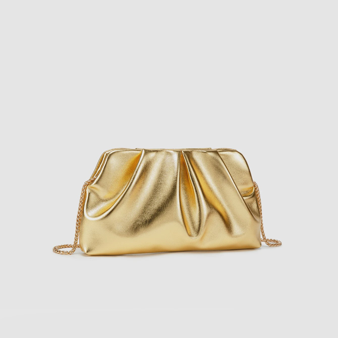 Luxe Plissé Avondtas met Gouden Ketting - Clutch & Schoudertas voor Feestelijke Gelegenheden