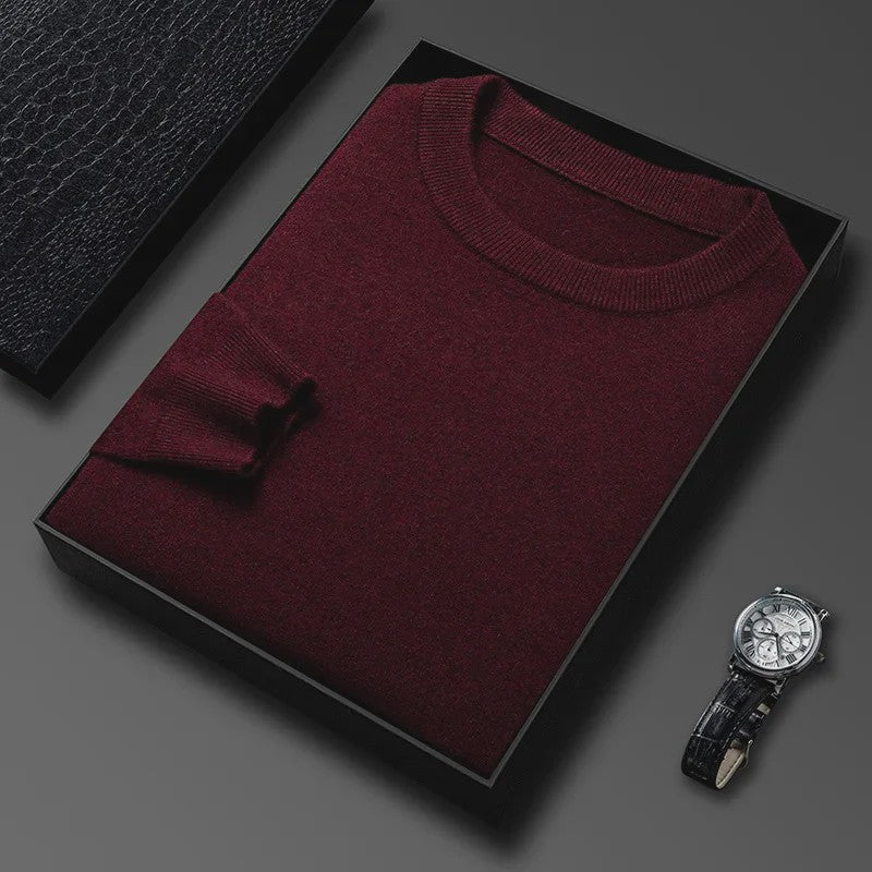 Heren Gebreide Trui met Diamantpatroon - Casual Ronde Hals, Lange Mouwen