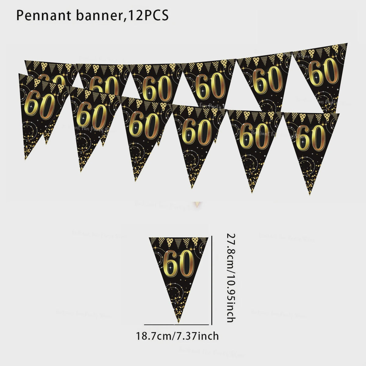 Black Gold Verjaardag Banner - Slingers voor 30, 40, 50, 60 Jaar Feestdecoratie