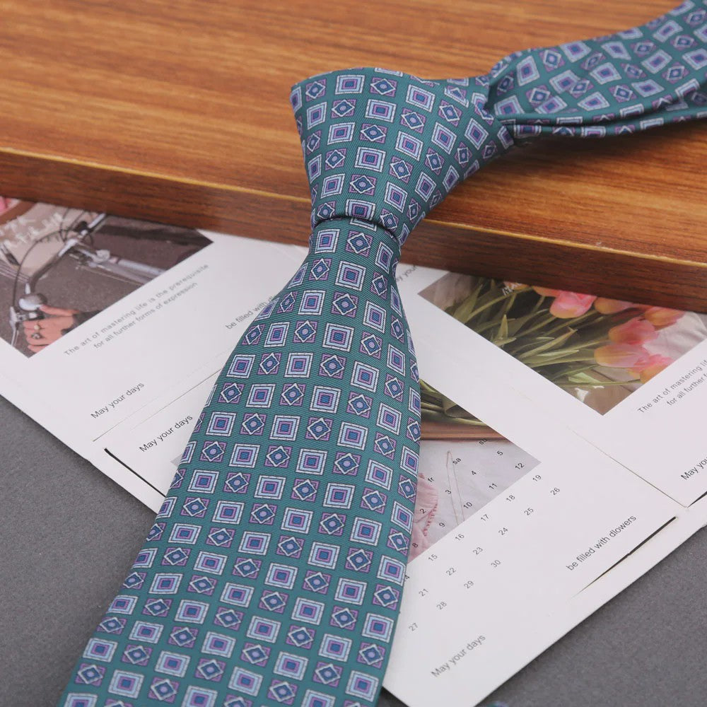 Klassieke Heren Strikdas - Imitatie Zijde met Polka Dot & Bloemendessin