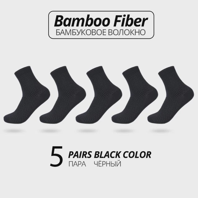 5 Paar Bamboevezel Herensokken - Comfortabel, Ademend & Zakelijk/Casual