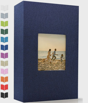 Linnen Fotoalbum voor 600 Foto's 4x6 inch met Venster & Horizontale/Verticale Insteekvakken