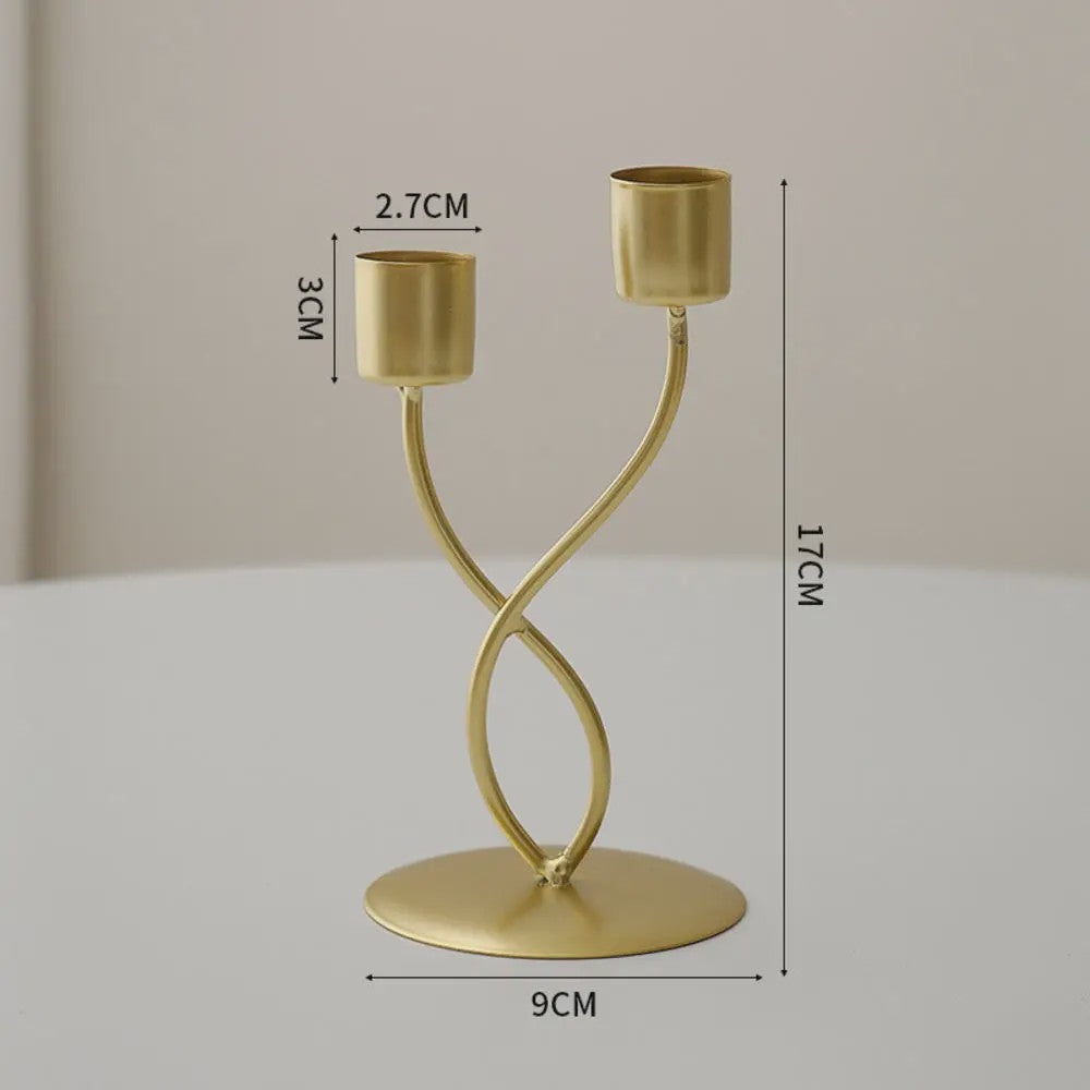 Luxe Gouden Kandelaar Set met Strik - Sfeervolle Decoratie