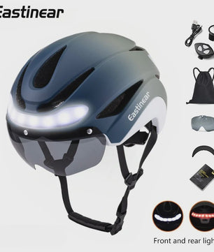 Fietshelm Volwassenen met LED Verlichting, Knipperlichten & Magnetische Vizier