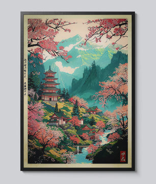Japanse Canvas Print: Iconische Fuji & Golven - Retro Landschap Poster