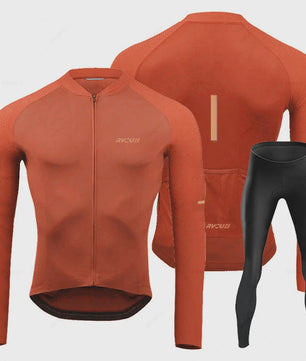Heren Fietsset Lange Mouw Jersey met Bib Pants - Ademend en Comfortabel