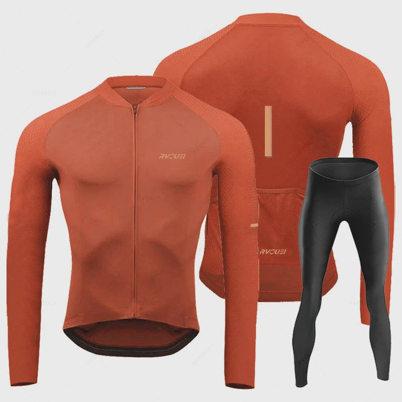 Heren Fietsset Lange Mouw Jersey met Bib Pants - Ademend en Comfortabel