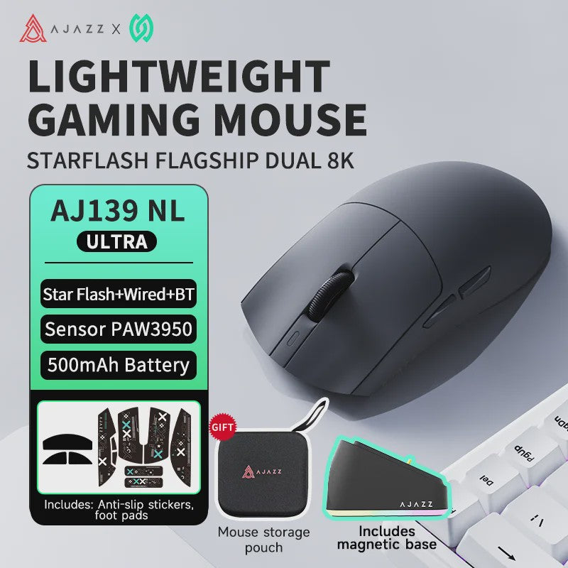 AJAZZ AJ139 V2 MC Ergonomische Gaming Muis - Lichtgewicht, Hoge Nauwkeurigheid & Tri-Mode Connectiviteit