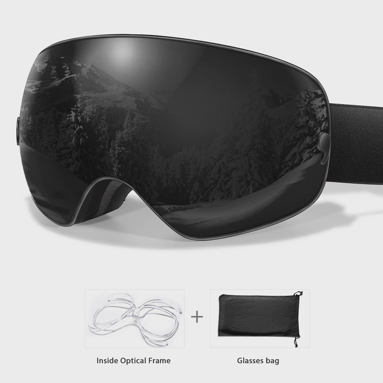 Ski Bril Heren Dames Tieners - UV400 Anti-Condens, Inclusief Optisch Frame & Tas
