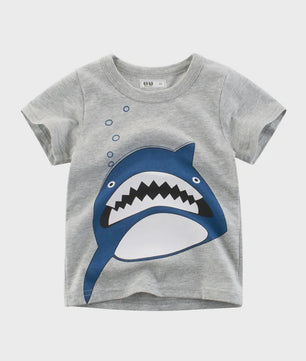 Zomer T-shirts Jongens 2-8 Jaar - Katoen, Korte Mouw met Leuke Prints