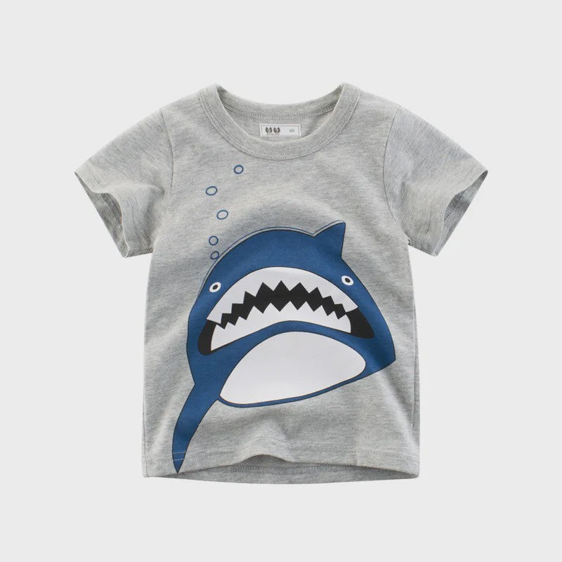 Zomer T-shirts Jongens 2-8 Jaar - Katoen, Korte Mouw met Leuke Prints