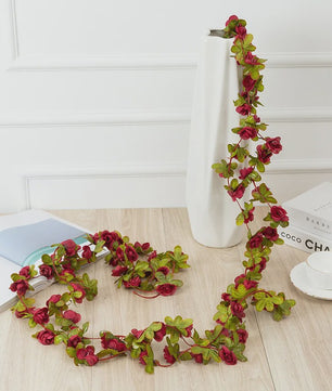 Kunstrozen Garland - Decoratieve Slier met Rozen en Bladeren